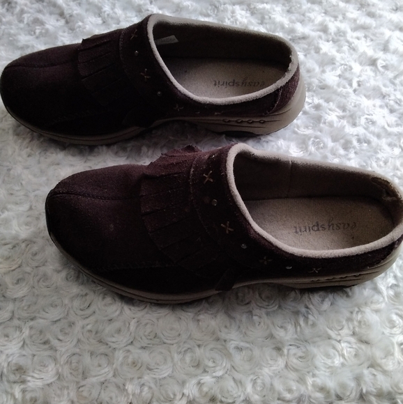 EASY SPIRIT WOMEN'S BROWN LEATHER MULES SIZE 8 1/2M - Picture 1 of 7